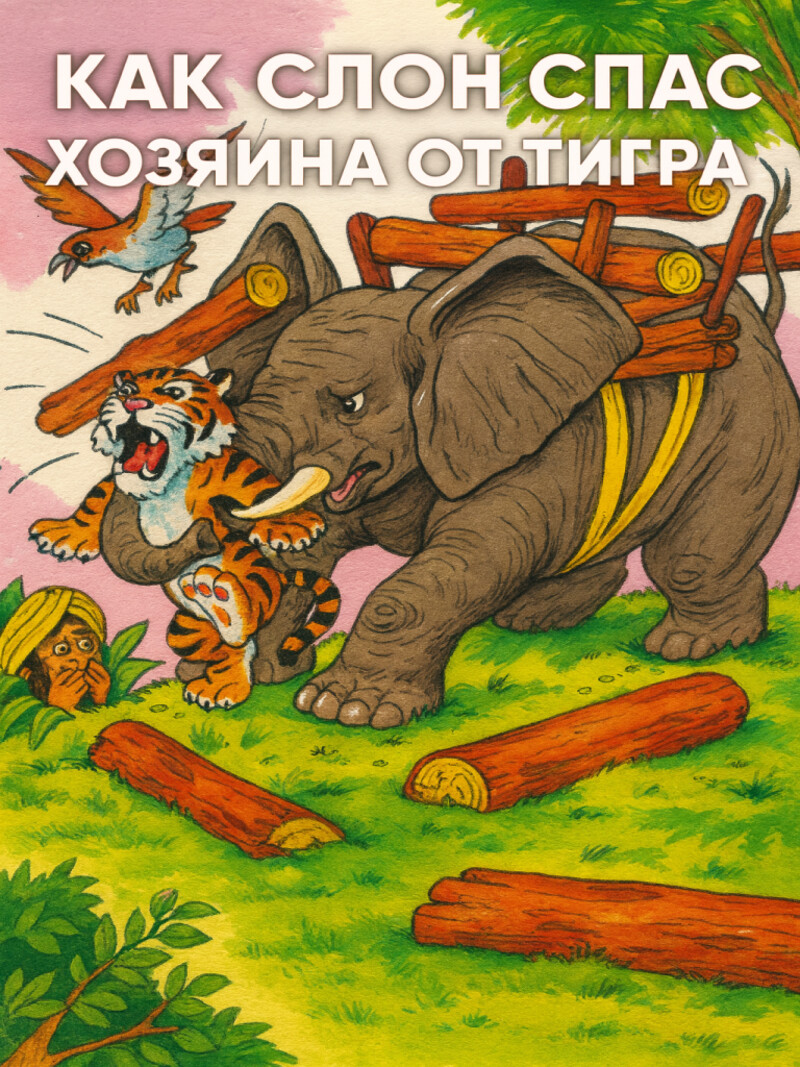 Аудиорассказ «Как слон спас хозяина от тигра»