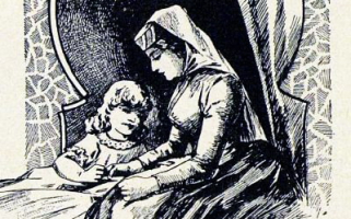 Мать крепко держа в руках совсем маленького ребенка как раз поднимались по лестнице