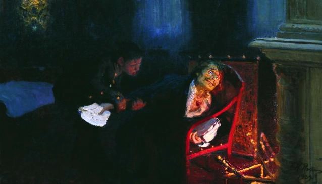 Гоголь сжигает второй том «Мертвых душ». Художник Илья Репин